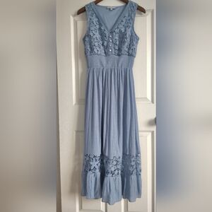 Sky Blue Smocked Maxi Dress